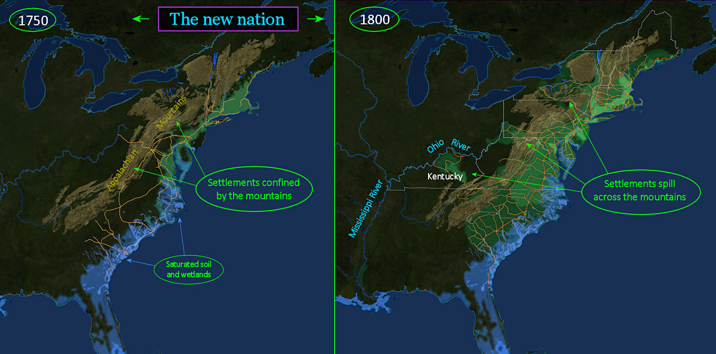 Settled Area Triples, 1750-1800 map
